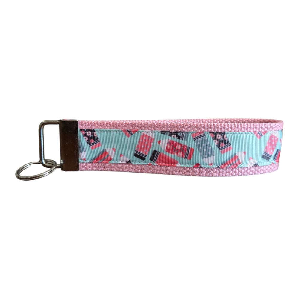 Pencil‎ Keychain Wristlet Handmade Fabric Key FOB Gift School Teacher Present
